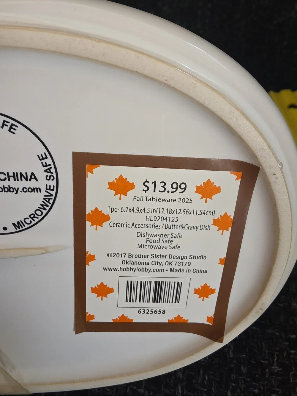 NWT Cream Pumpkin Ceramic Butter & Gravy Dish Hobby Lobby 6.7